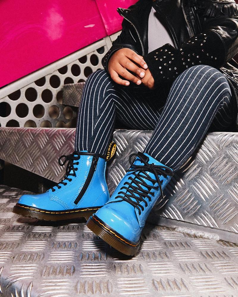 Dr Martens Toddler 1460 Patent Lær Snørestøvletter Barn Blå | Norge 124LIS
